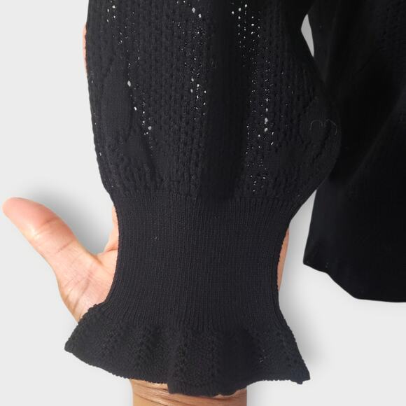 Zadig & Voltaire Moria Co Dentelle Pointelle Knit Crew Sweater Black Sz Small - Picture 4 of 12